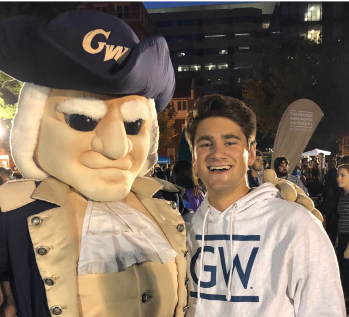 Lorenzo poses with GW's "George"