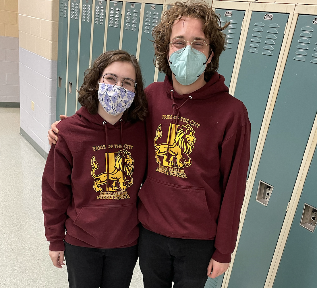 Ms. Gaynor and her coworker on "Twin Day" at Kelly Miller MS.