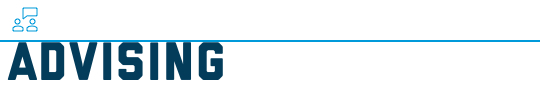 icon featuring two people talking followed by a line | ADVISING